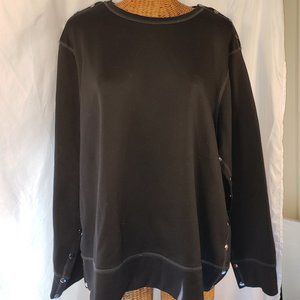 Renova Medical Wear Black Long Sleeve Snap Up Sweatshirt Top Size XL